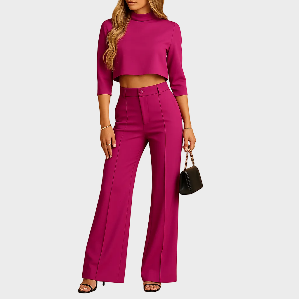 Mareen - Ensemble d'Automne Ajusté avec Top et Pantalon pour Femmes