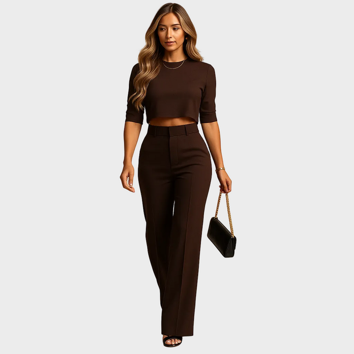 Mareen - Ensemble d'Automne Ajusté avec Top et Pantalon pour Femmes