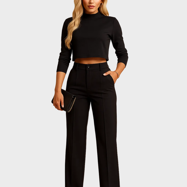 Mareen - Ensemble d'Automne Ajusté avec Top et Pantalon pour Femmes