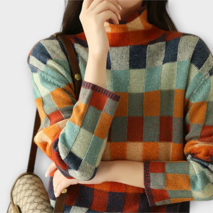 Jana | Pull à col roulé Patchwork