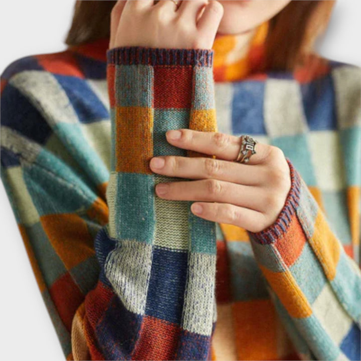 Jana | Pull à col roulé Patchwork
