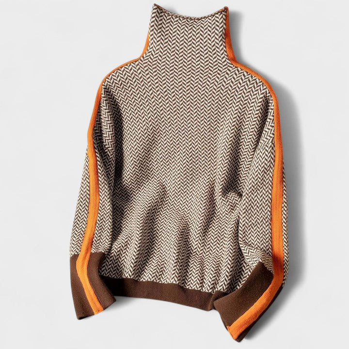 Mai | Pull Col Roulé Luxueux avec Motif Herringbone