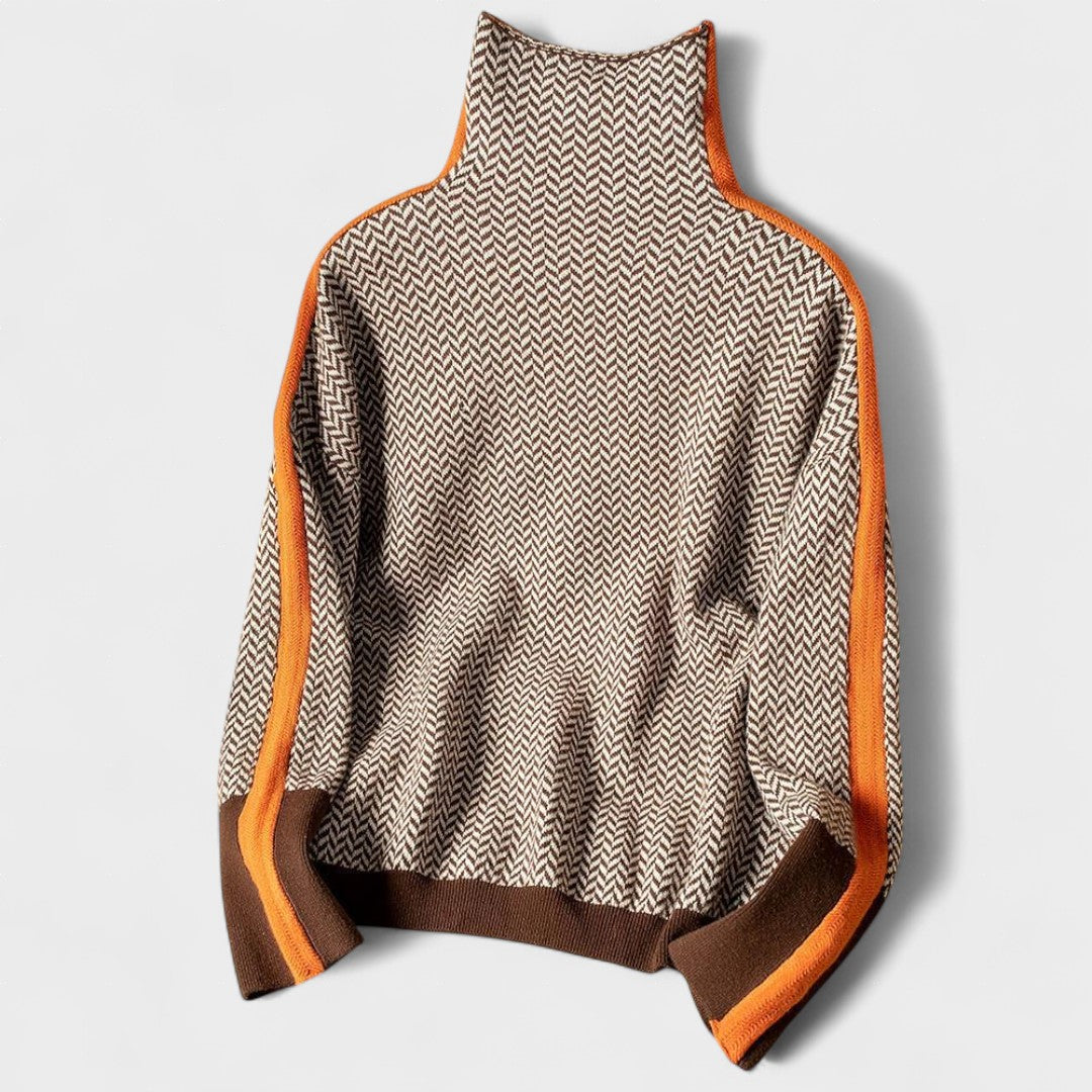Mai | Pull Col Roulé Luxueux avec Motif Chevron