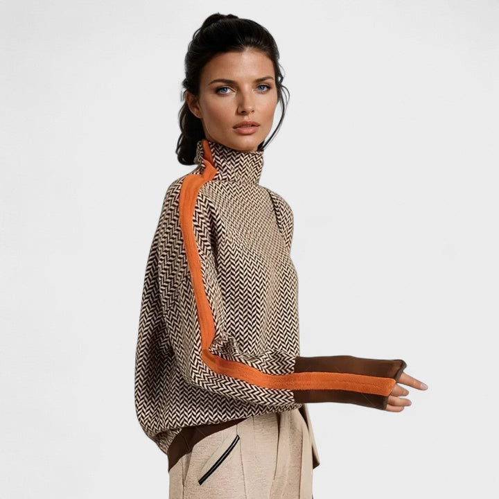Mai | Pull Col Roulé Luxueux avec Motif Chevron