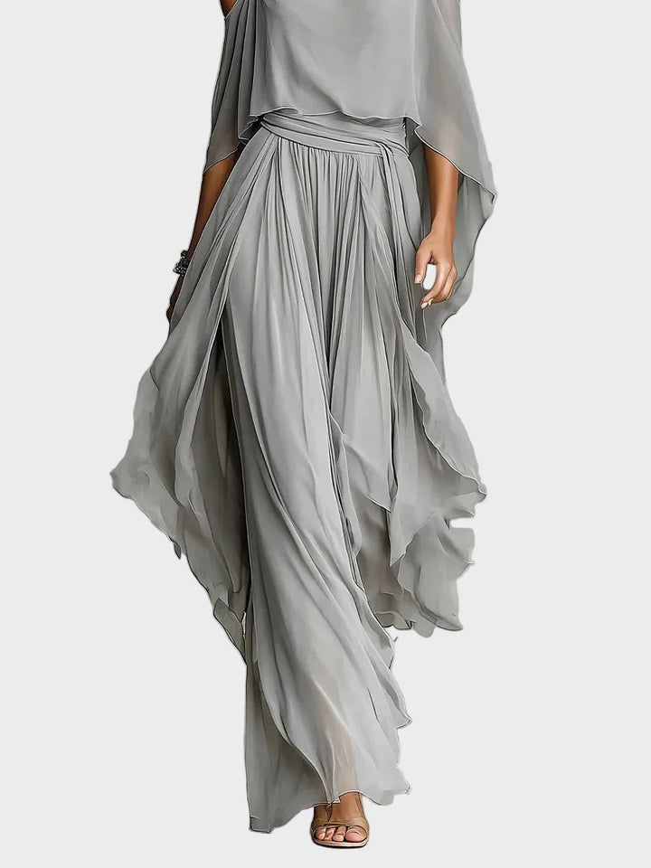 Isabela - Ensemble Gris avec Top à Bretelles Spaghetti et Pantalons Légers