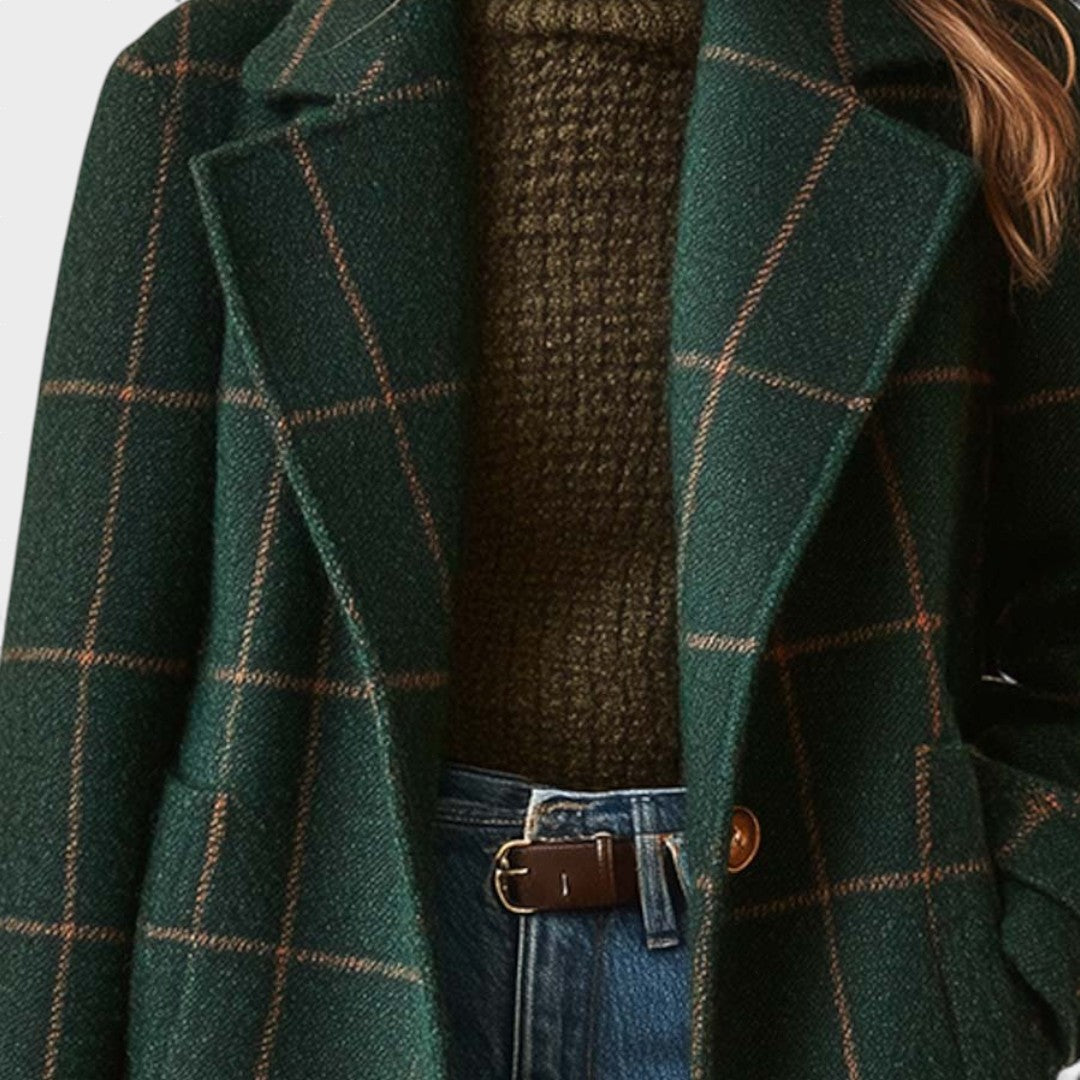 Ruby | Manteau en Tweed à Carreaux Rétro