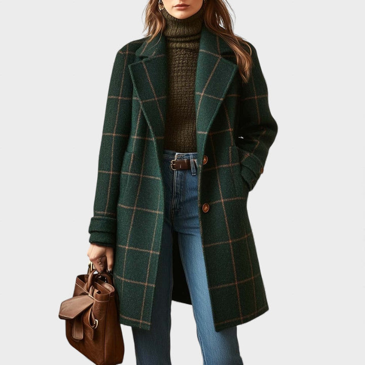 Ruby | Manteau en Tweed à Carreaux Rétro