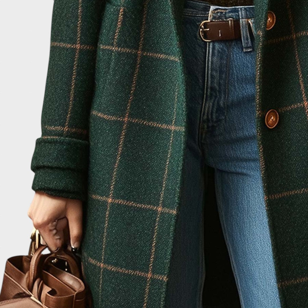 Ruby | Manteau en Tweed à Carreaux Rétro