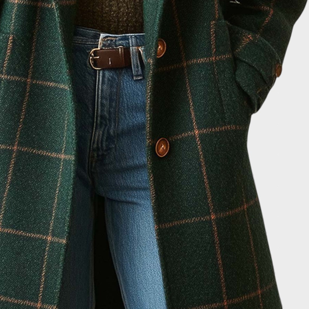 Ruby | Manteau en Tweed à Carreaux Rétro
