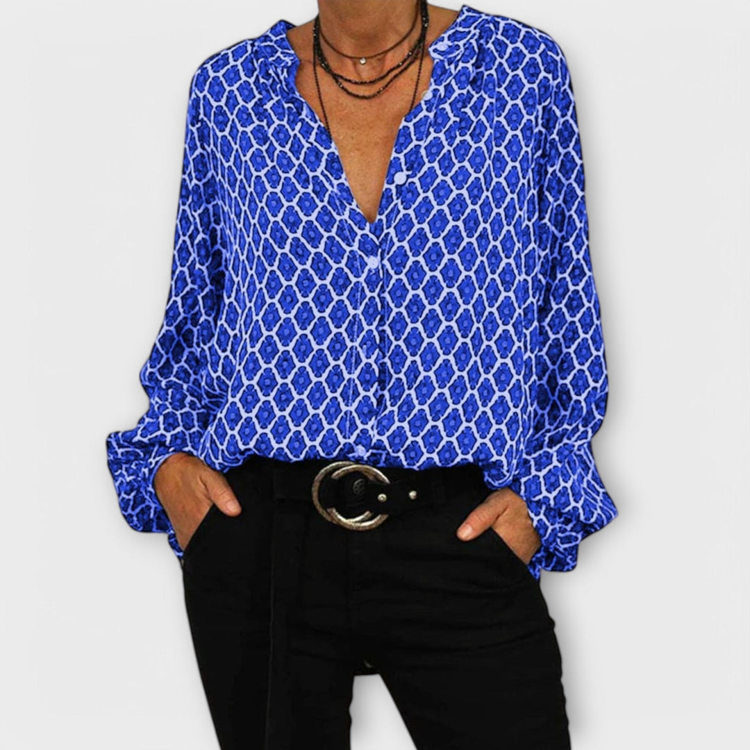Zara - Blouse Élégante avec Décolleté en V et Manches Longues