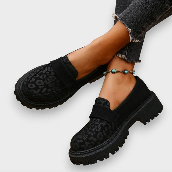 Jasmin | Bottes en cuir verni à plateforme imprimé léopard