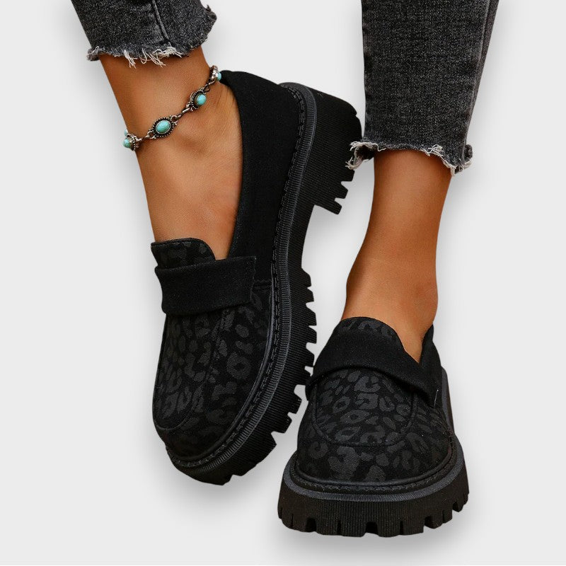 Jasmin | Bottes en cuir verni à plateforme imprimé léopard