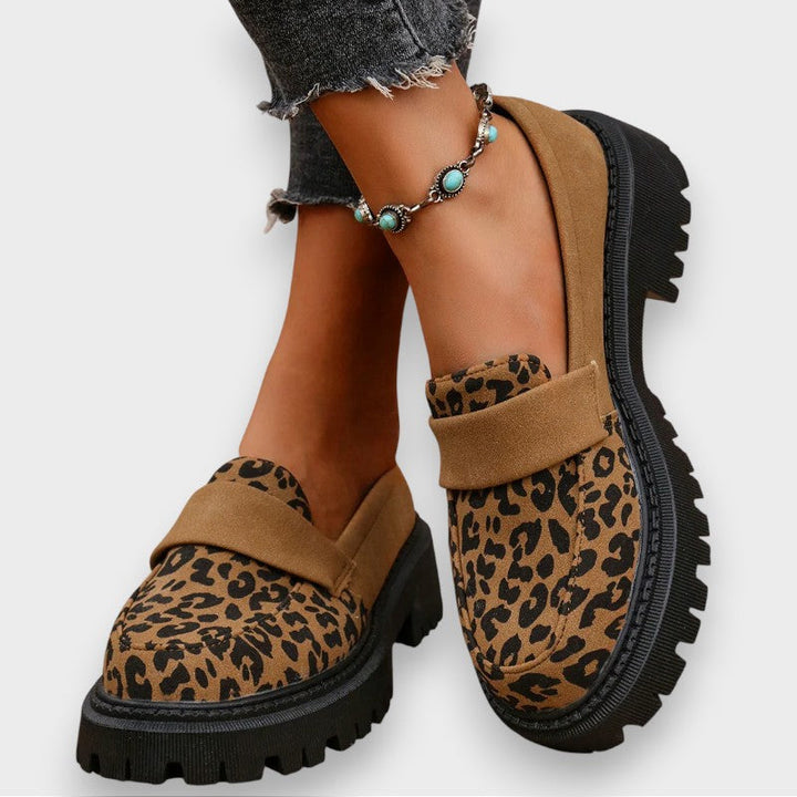 Jasmin | Bottes en cuir verni à plateforme imprimé léopard