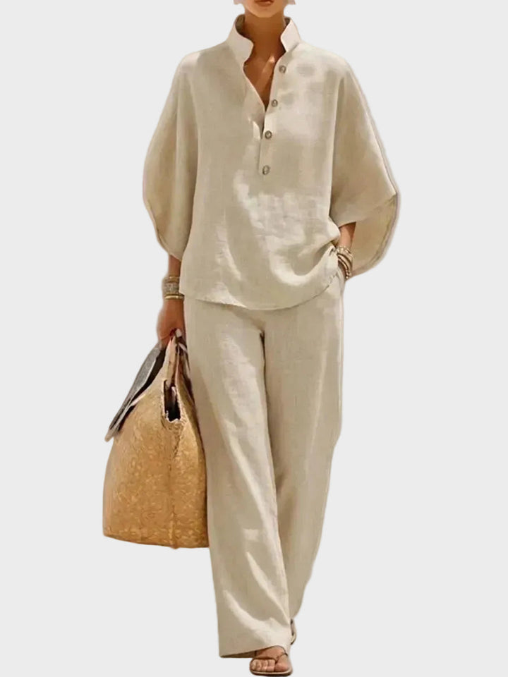 Mariel – Ensemble en Coton-Lin avec Pantalons Amples