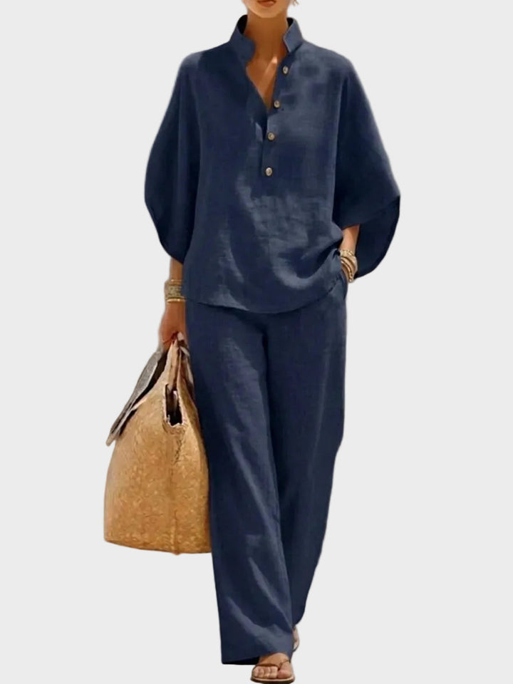 Mariel – Ensemble en Coton-Lin avec Pantalons Amples