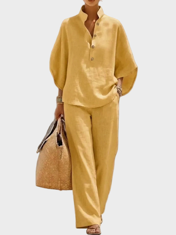 Mariel – Ensemble en Coton-Lin avec Pantalons Amples