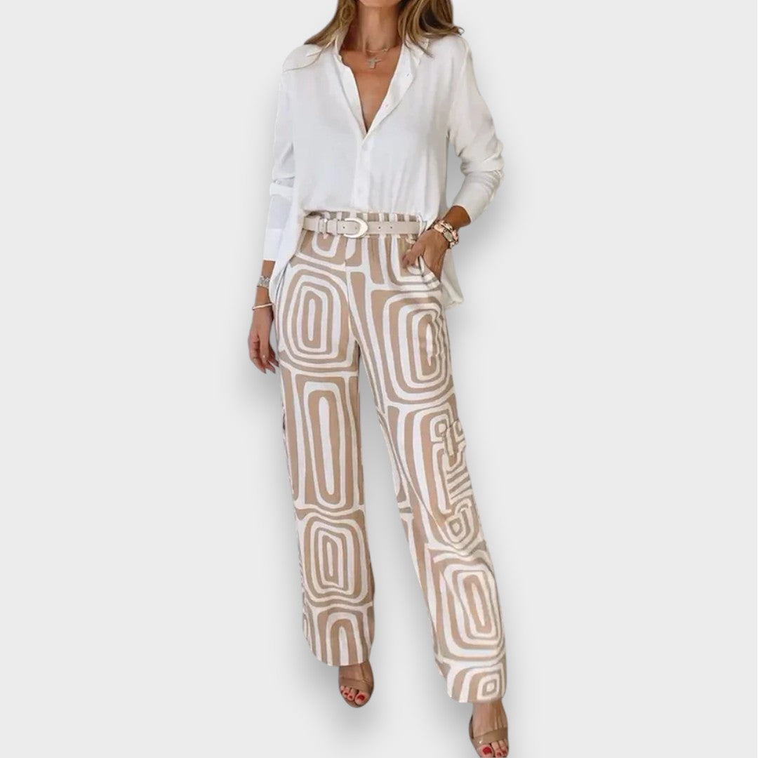 Aurora | Ensemble Pantalon Élégant avec Blouse et Ceinture