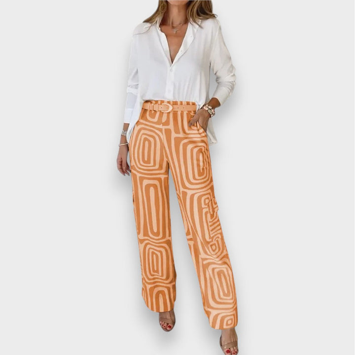 Aurora | Ensemble Pantalon Élégant avec Blouse et Ceinture