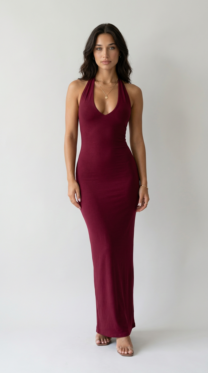 Robe Maxi Halter Sculptée Valentina