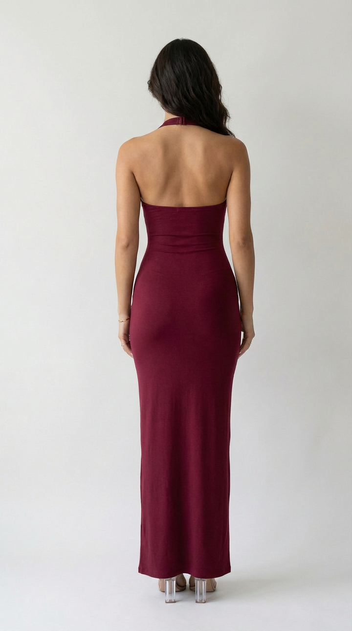 Robe Maxi Halter Sculptée Valentina