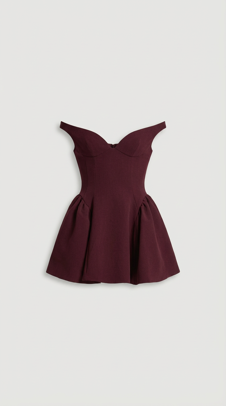 Robe Mini Sculptée Vivienne à Épaules Dégagées