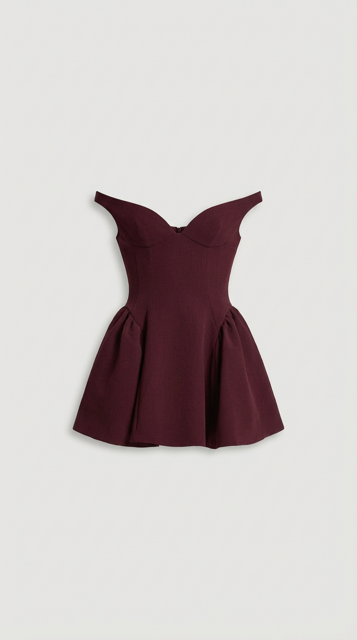Robe Mini Sculptée Vivienne à Épaules Dégagées