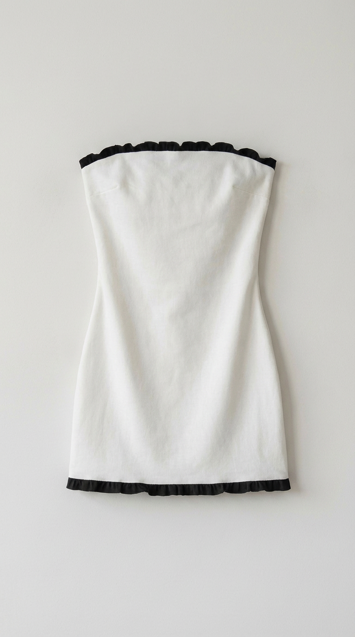 Robe Mini Sans Bretelles à Détails Contrastants Camille