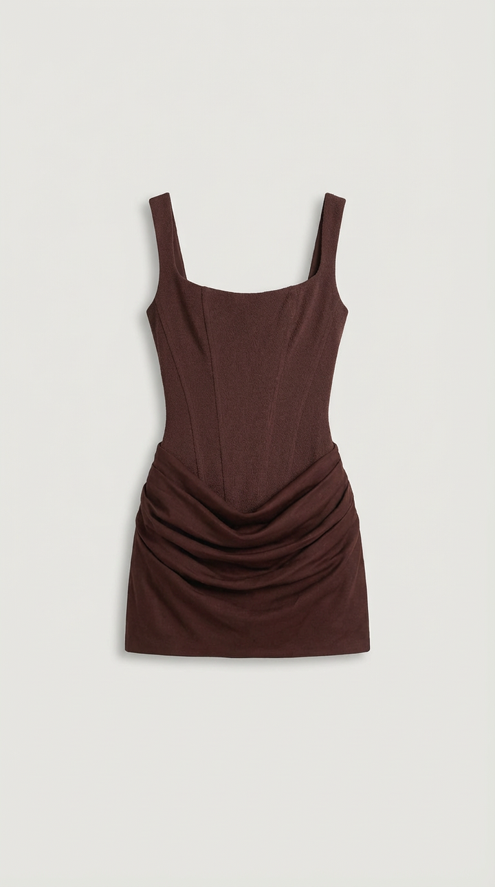 Robe Mini Sculptée à Col Carré Mila