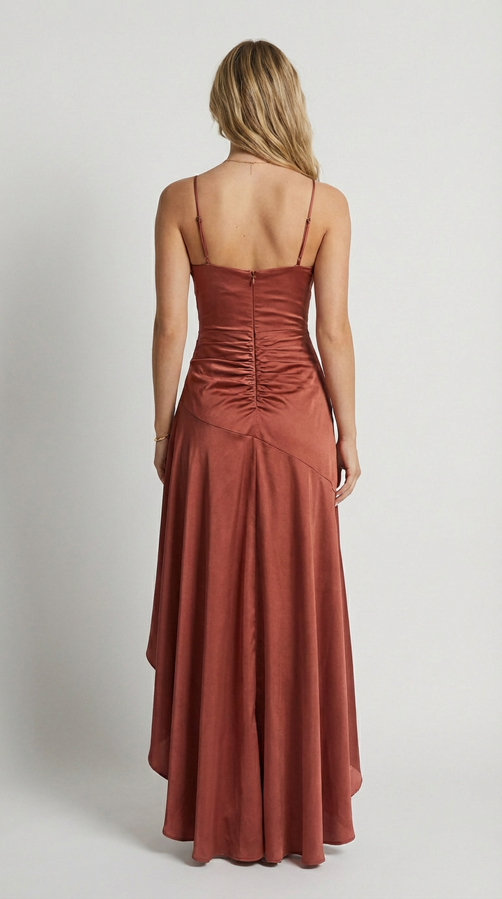 Robe Maxi Satinée Haute-Basse Sabrina