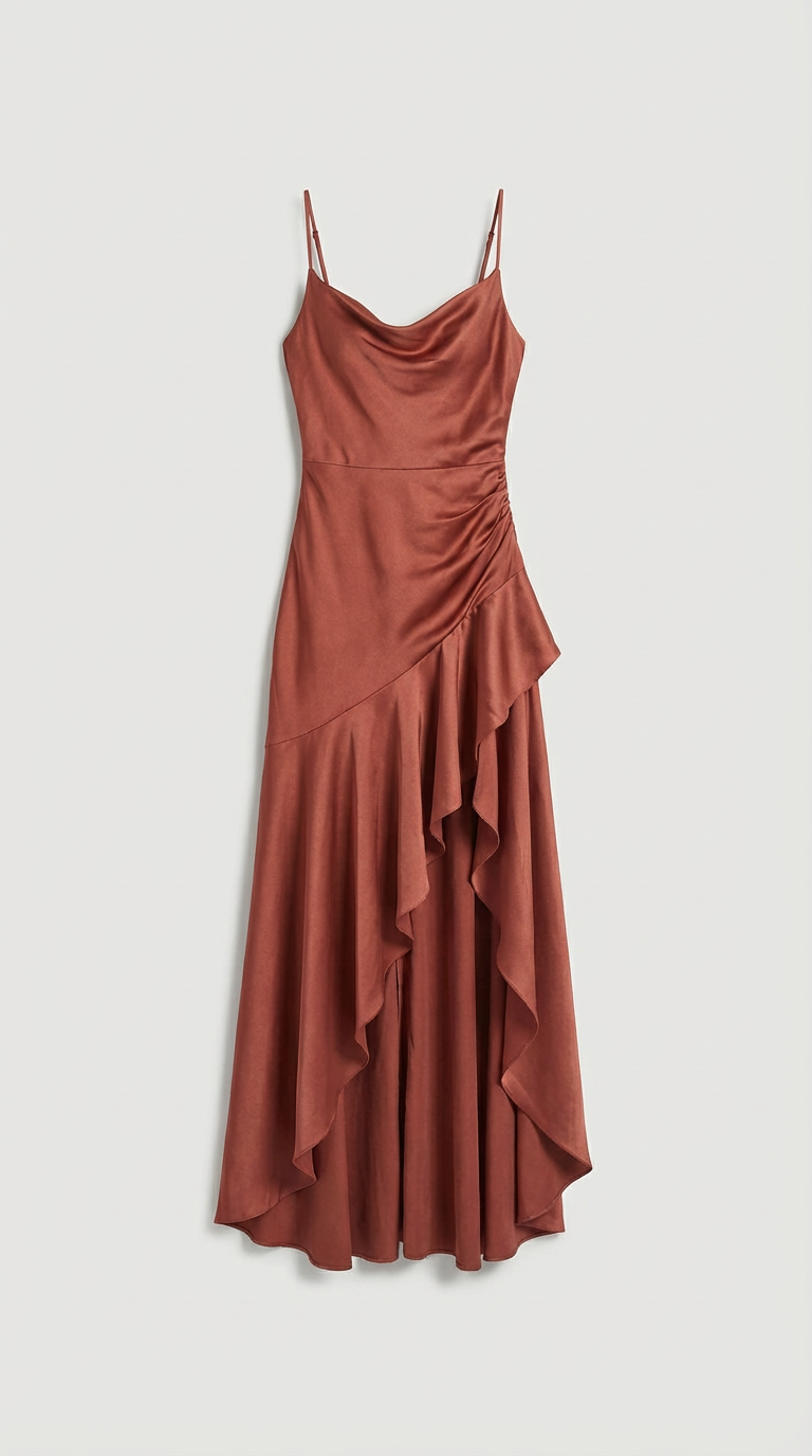 Robe Maxi Satinée Haute-Basse Sabrina