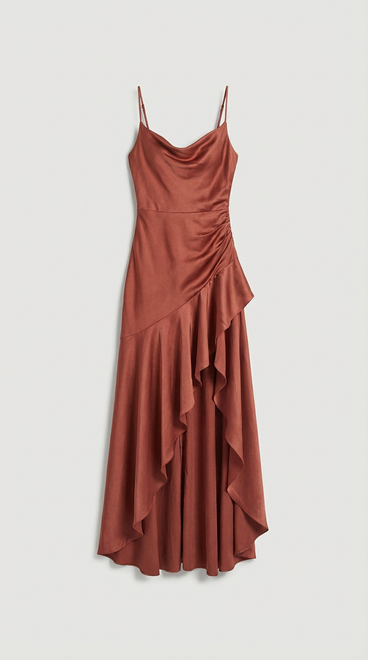Robe Maxi Satinée Haute-Basse Sabrina