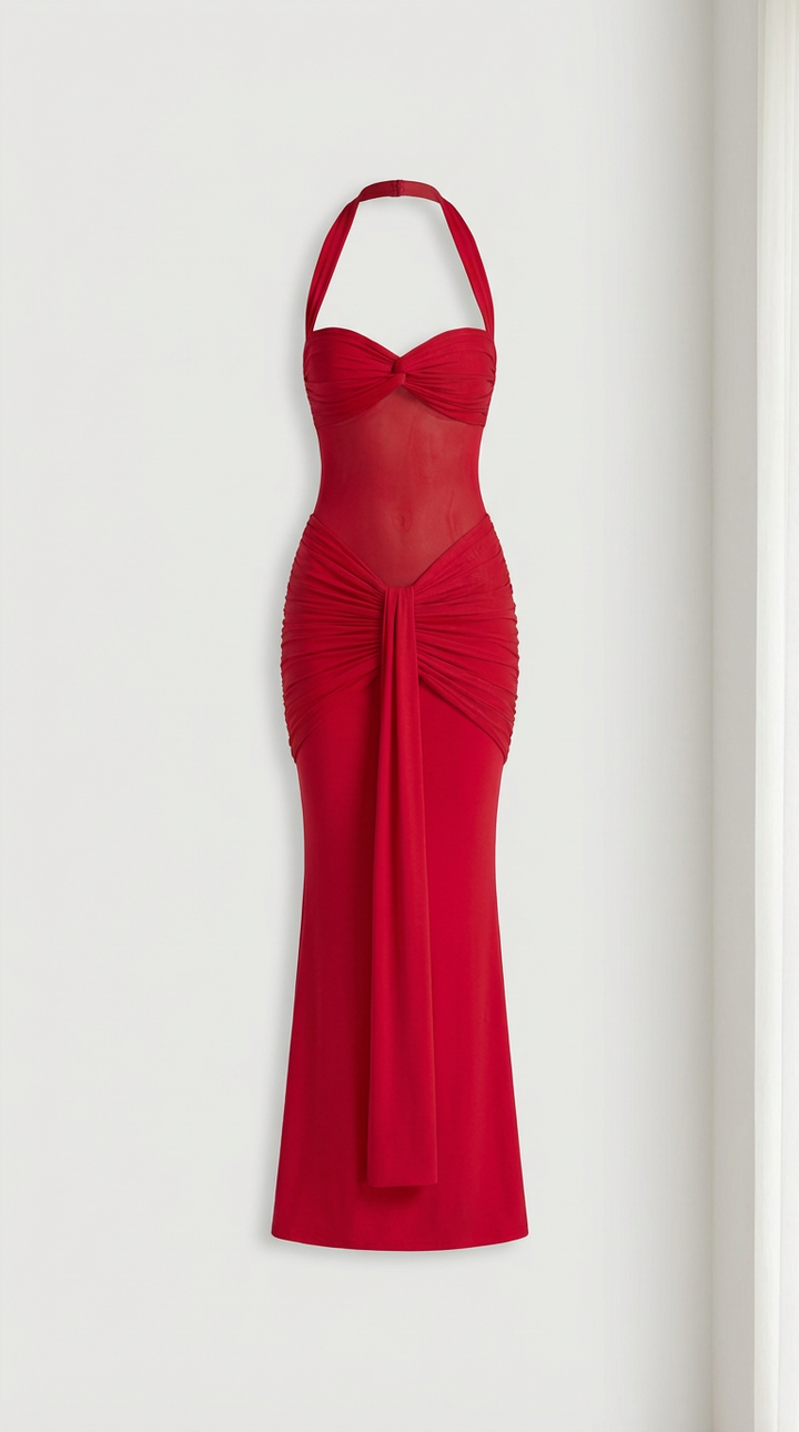 Robe Maxi Transparente Scarlett à Encolure Halter