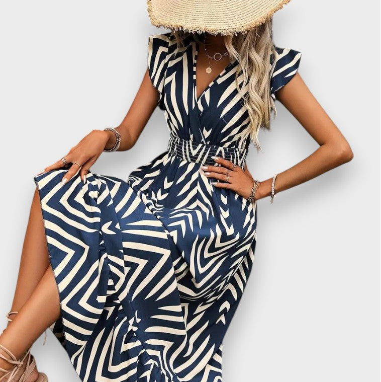 Milena | Robe avec Imprimé Intégral et Taille Froncée