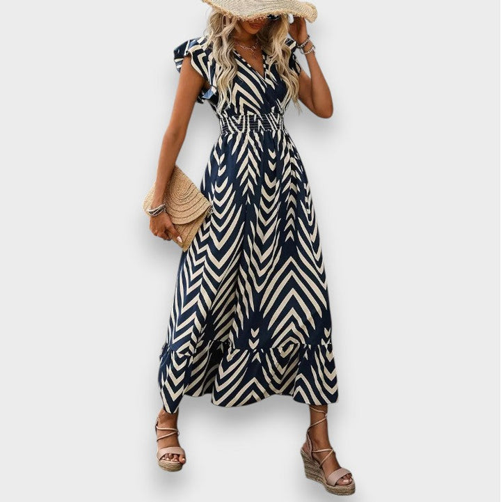 Milena | Robe avec Imprimé Intégral et Taille Froncée