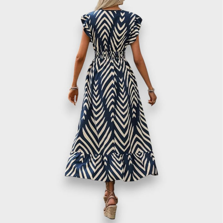 Milena | Robe avec Imprimé Intégral et Taille Froncée