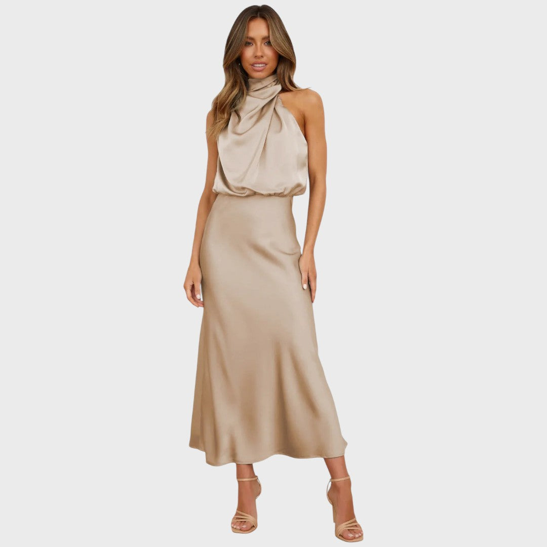 Benthe | Robe Midi avec Design Off-the-Shoulder