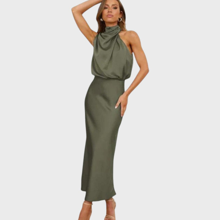 Benthe | Robe Midi avec Design Off-the-Shoulder