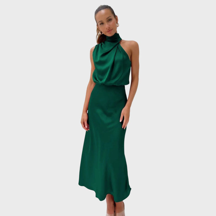 Benthe | Robe Midi avec Design Off-the-Shoulder
