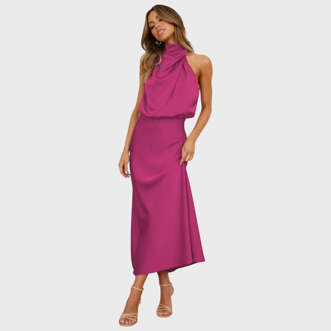 Benthe | Robe Midi avec Design Off-the-Shoulder