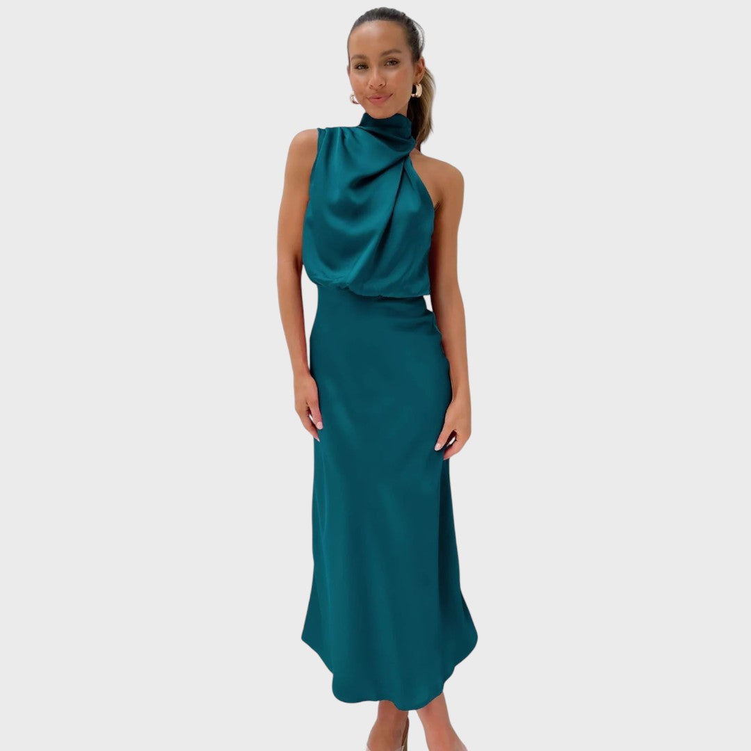 Benthe | Robe Midi avec Design Off-the-Shoulder