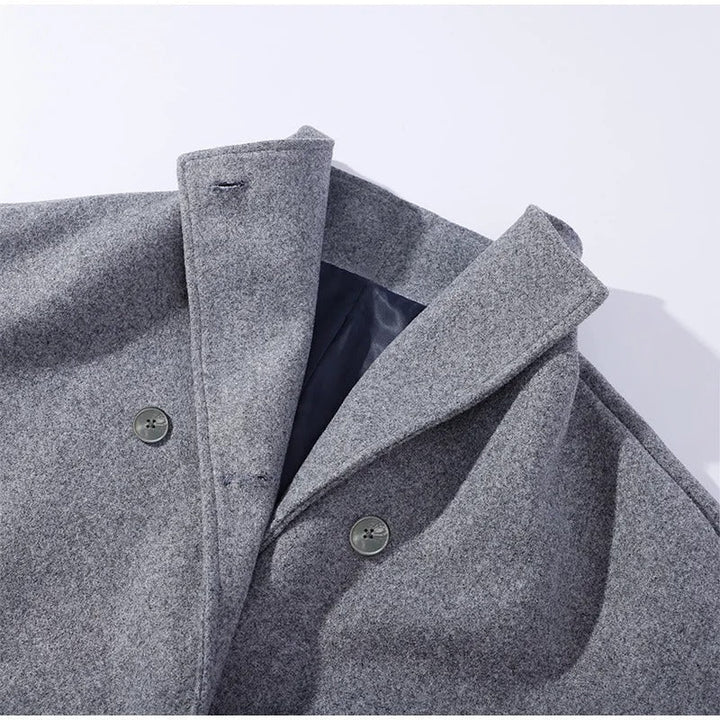 Manteau élégant femmes mélange de laine avec boutons – Vêtement d'hiver à col montant